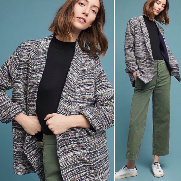 Anthro Rainbow Tweed Jacket Blazer Harlyn - Picture 2 of 8